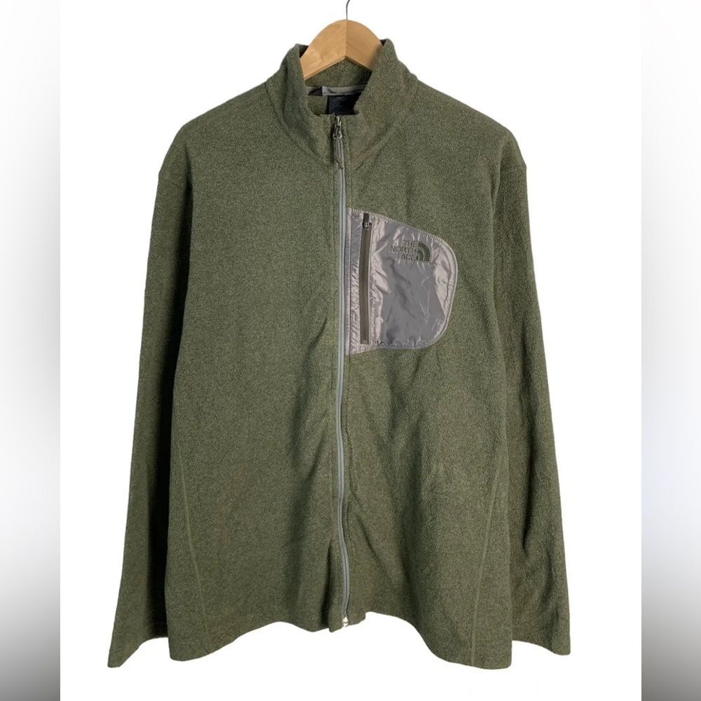 The North Face Jacket Mens Hunter Green Fleece Full Zip Chest Zip Pocket XXL